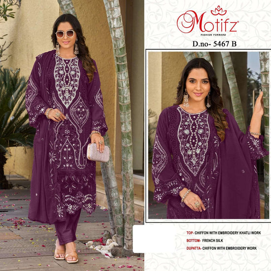 MOTIFZ 5467 Chiffon Embroidery Pakistani Suit