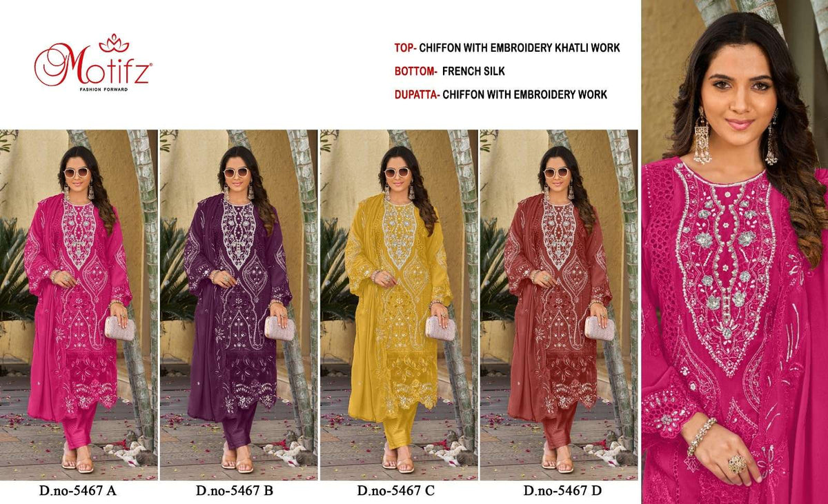 MOTIFZ 5467 Chiffon Embroidery Pakistani Suit