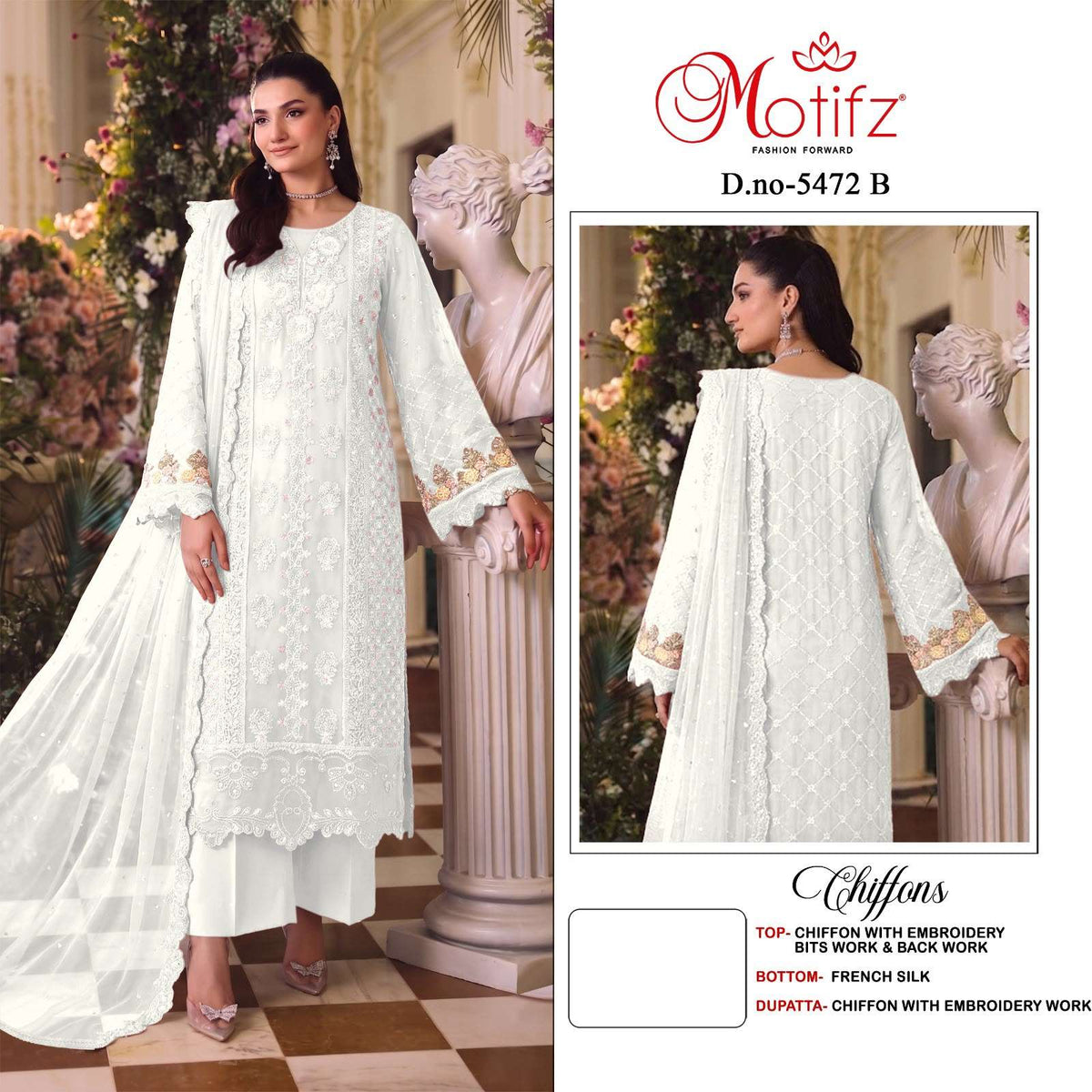 MOTIFZ 5472 Chiffon Embroidery Pakistani Suit