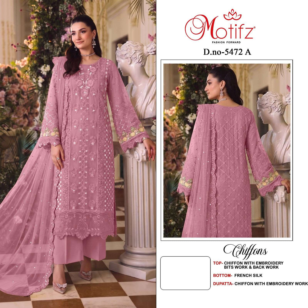 MOTIFZ 5472 Chiffon Embroidery Pakistani Suit