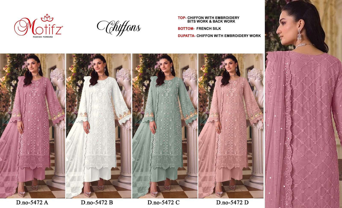MOTIFZ 5472 Chiffon Embroidery Pakistani Suit