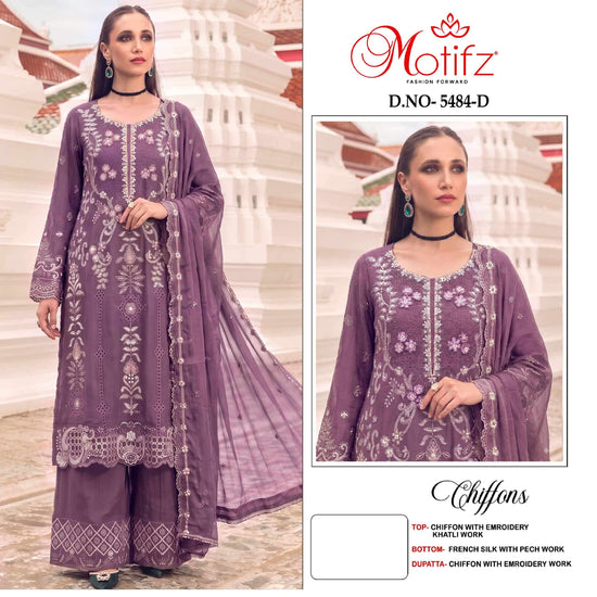 MOTIFZ 5484 Chiffon Embroidered Dress Material