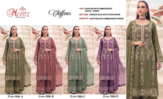 MOTIFZ 5484 Chiffon Embroidered Dress Material