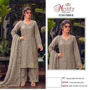 MOTIFZ 5489 Chiffon Embroidered Pakistani Suit - Amrah Wholesale