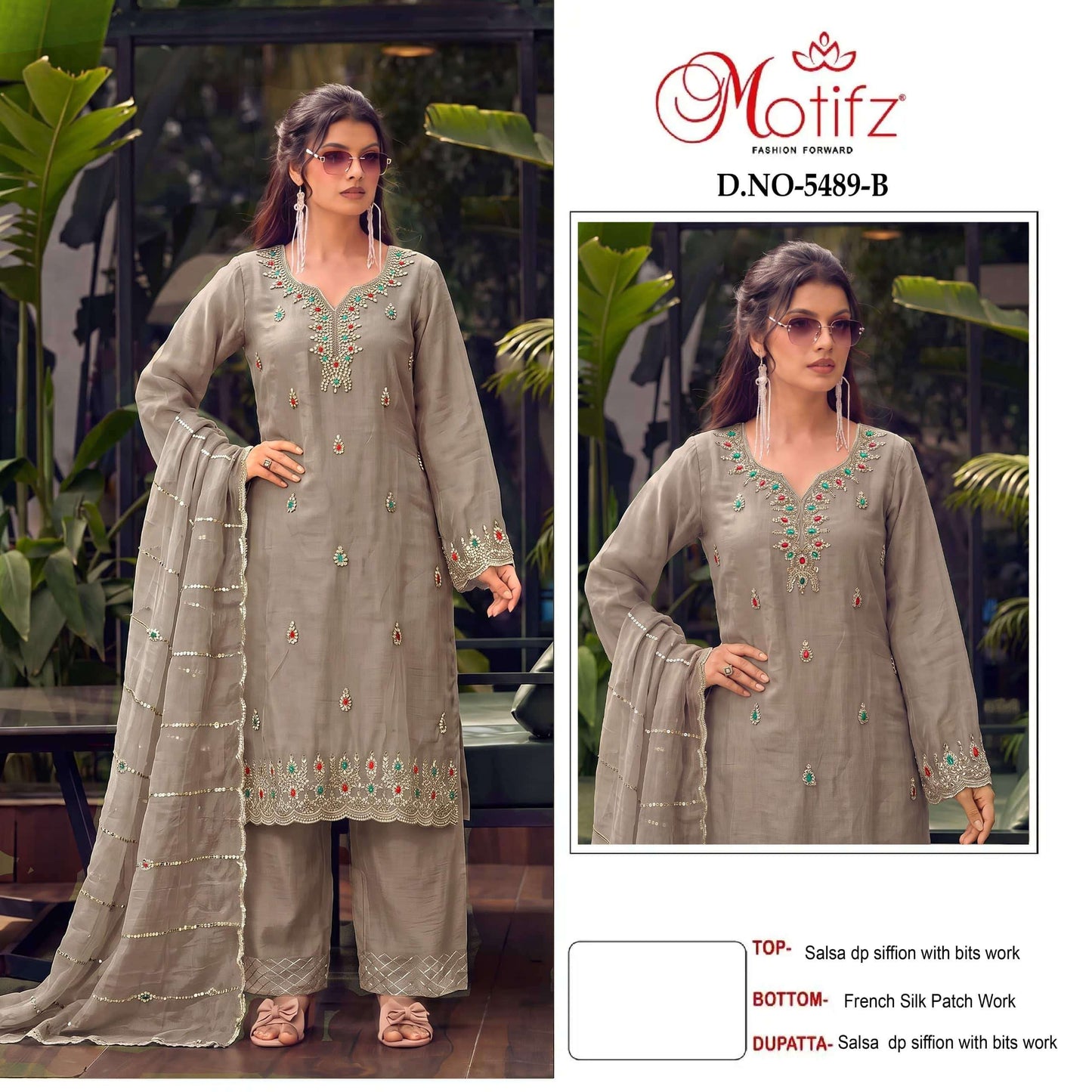 MOTIFZ 5489 Chiffon Embroidered Pakistani Suit