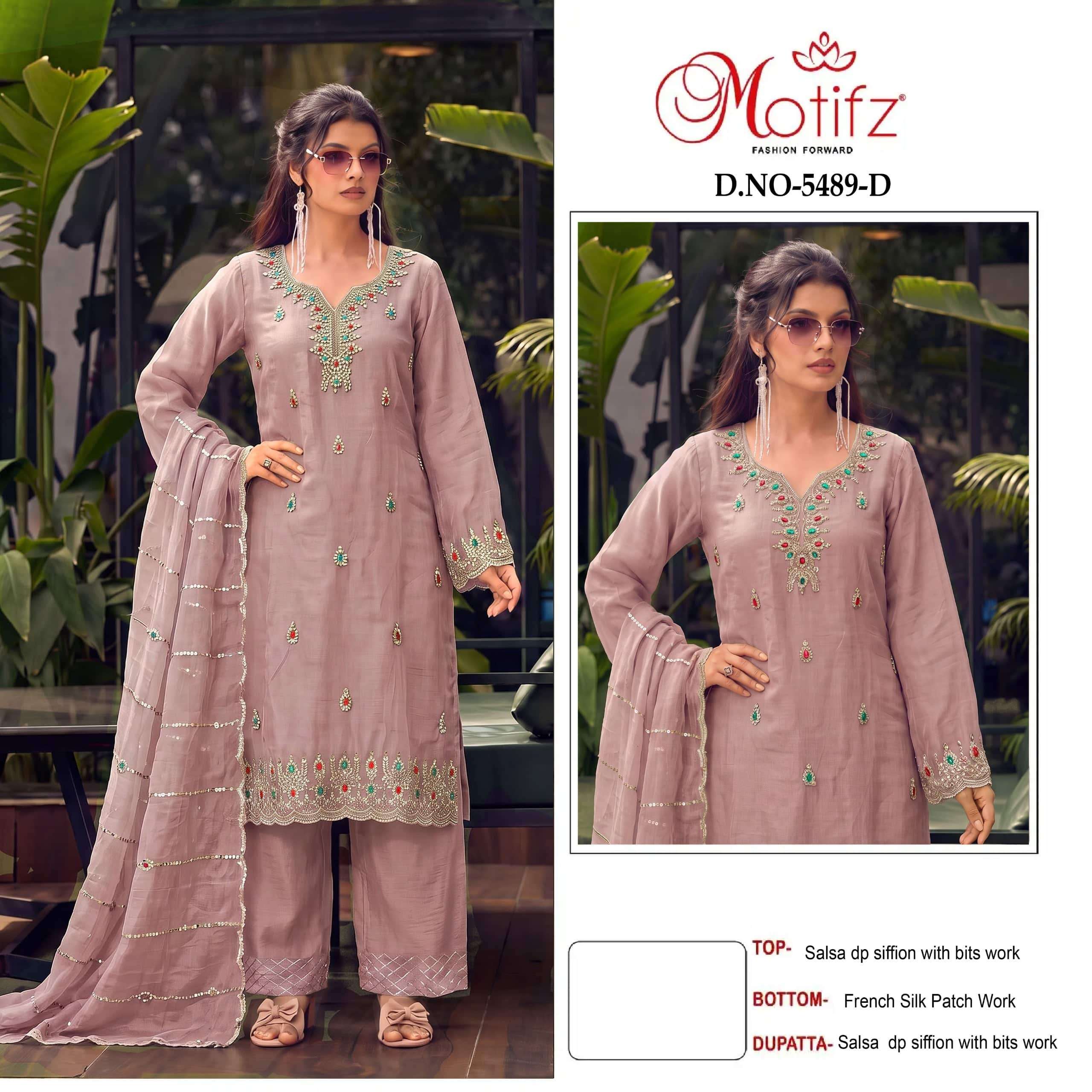 MOTIFZ 5489 Chiffon Embroidered Pakistani Suit