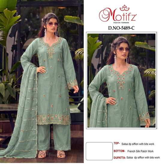MOTIFZ 5489 Chiffon Embroidered Pakistani Suit