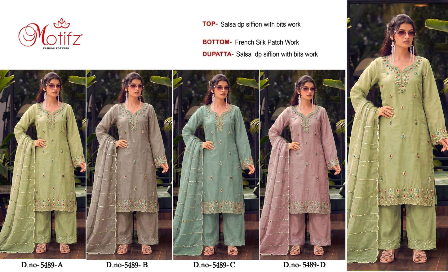 MOTIFZ 5489 Chiffon Embroidered Pakistani Suit
