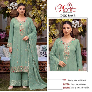 Motifz 5490 Chiffon Embroidery Pakistani Sharara Suit