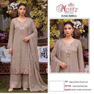 Motifz 5490 Chiffon Embroidery Pakistani Sharara Suit