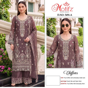 MOTIFZ 5491 Chiffon Embroidered Pakistani Suit