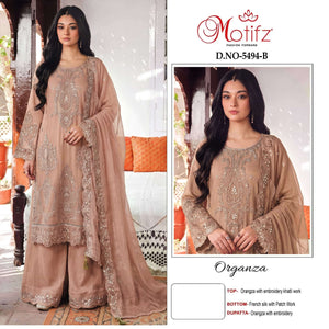 Motifz 5494 A To D Organza Silk Embroidery Pakistani Suit