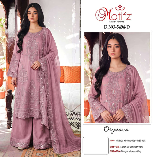 Motifz 5494 A To D Organza Silk Embroidery Pakistani Suit