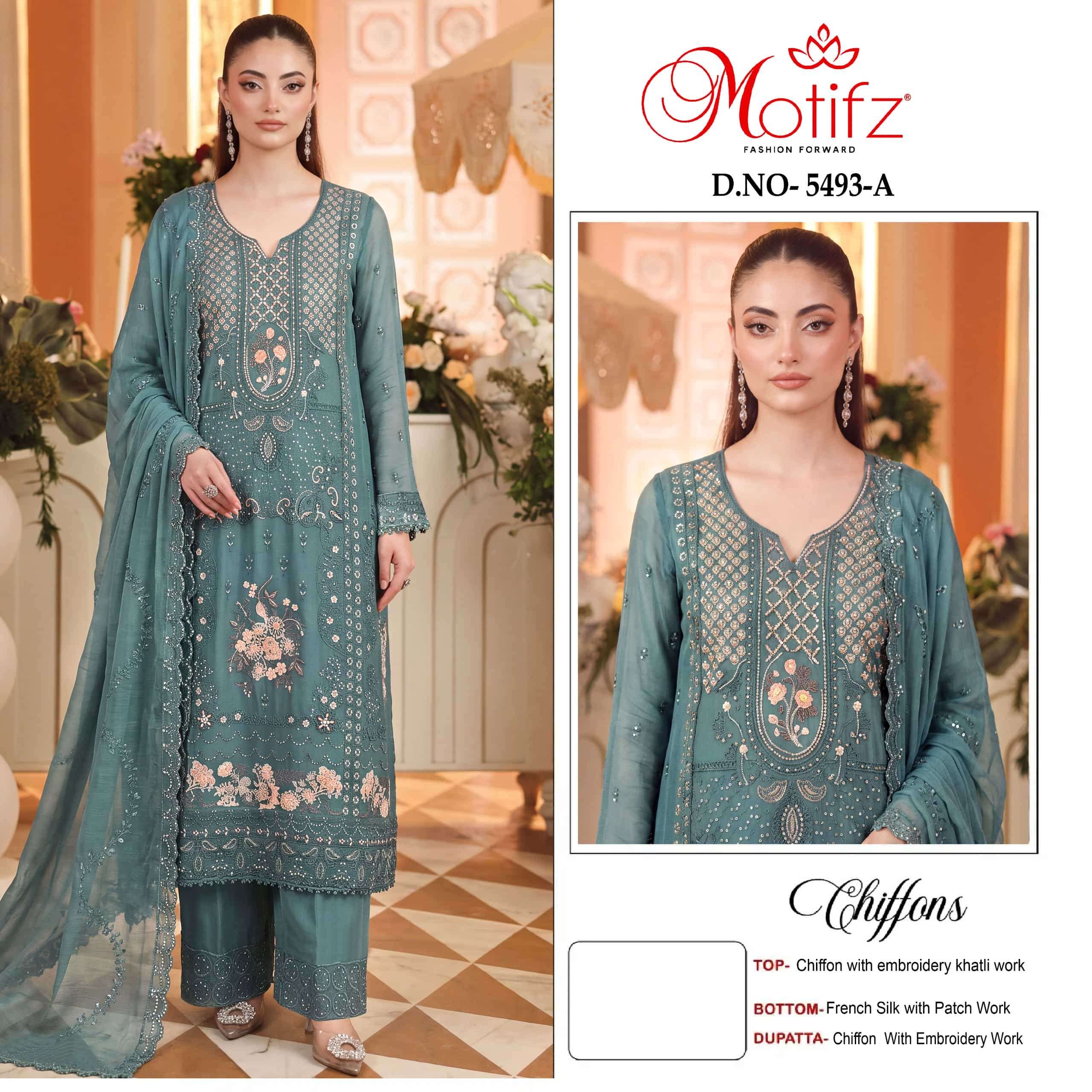 MOTIFZ 5495 Chiffon Pakistani Suit
