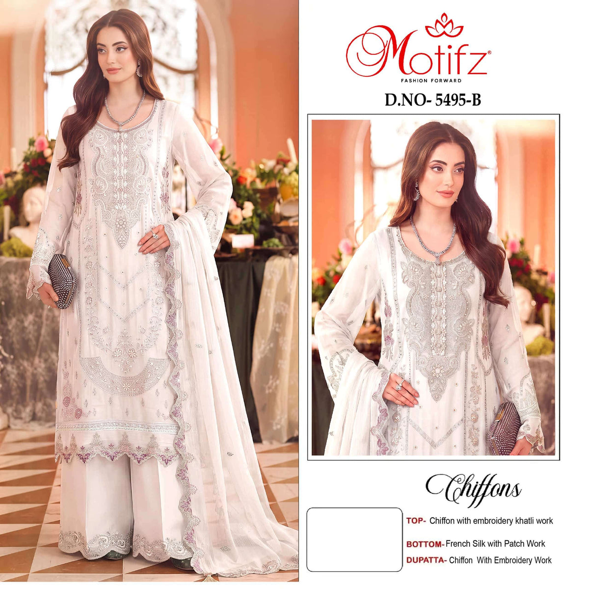 MOTIFZ 5495 Chiffon Pakistani Suit