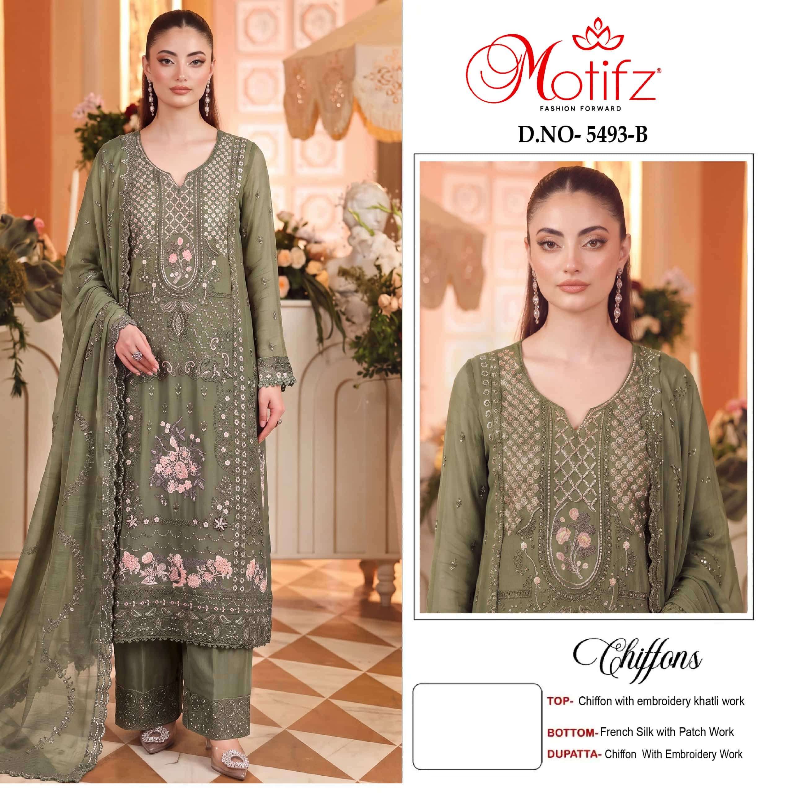 MOTIFZ 5495 Chiffon Pakistani Suit