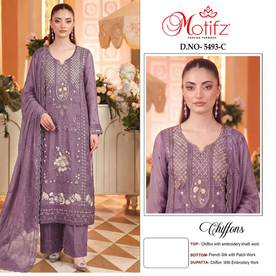 MOTIFZ 5495 Chiffon Pakistani Suit