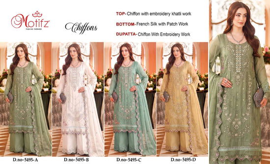 MOTIFZ 5495 Chiffon Pakistani Suit