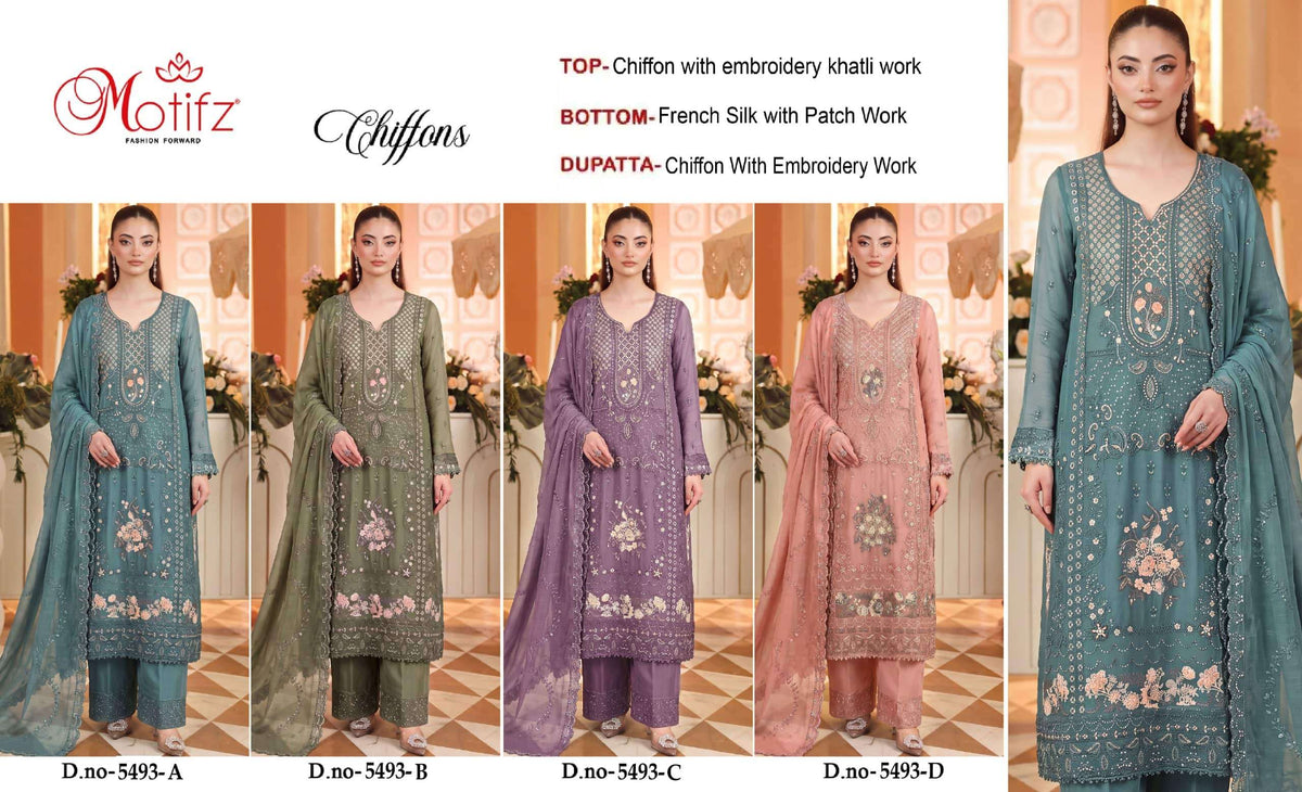 MOTIFZ 5495 Chiffon Pakistani Suit