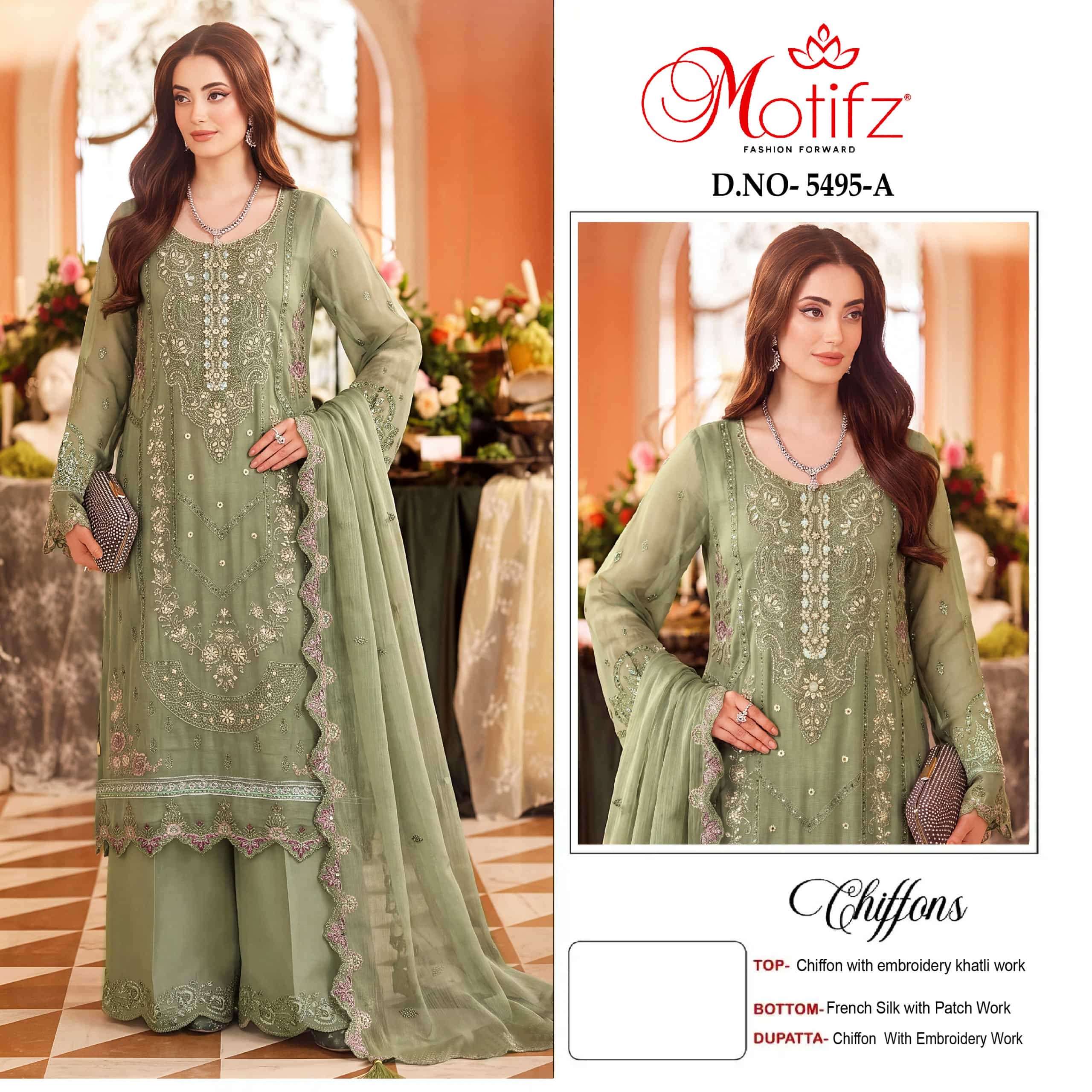 MOTIFZ 5495 Chiffon Pakistani Suit