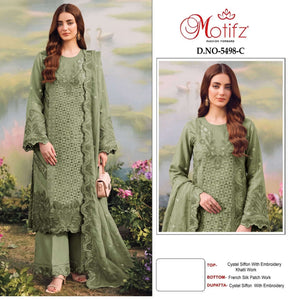 MOTIFZ 5498 Series Crystal Chiffon Embroidered Pakistani Suit - Amrah Wholesale