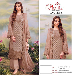 MOTIFZ 5498 Series Crystal Chiffon Embroidered Pakistani Suit - Amrah Wholesale