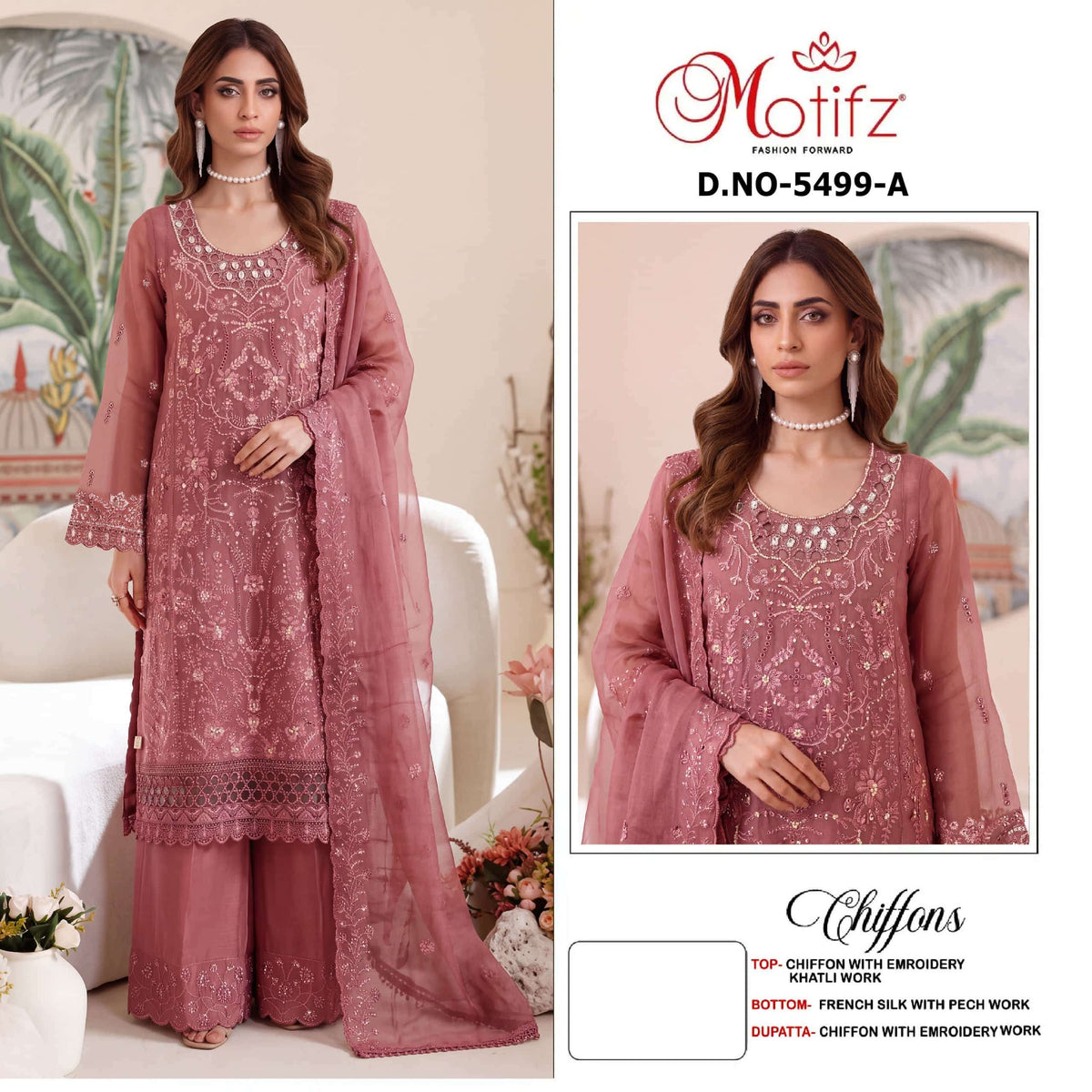 Motifz 5499 A To D Chiffon Embroidery Pakistani Suit