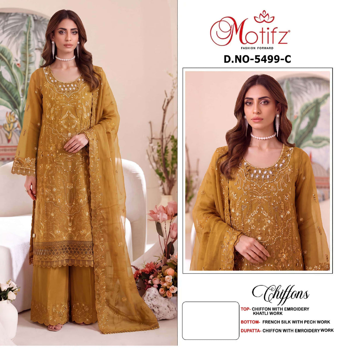 Motifz 5499 A To D Chiffon Embroidery Pakistani Suit