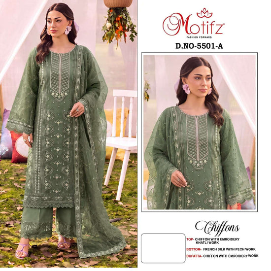 Motifz 5501 A To D Series Heavy Chiffon Embroidery Pakistani Suit