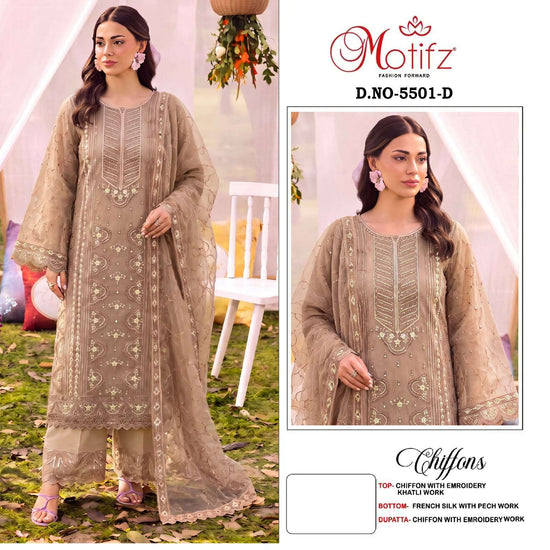 Motifz 5501 A To D Series Heavy Chiffon Embroidery Pakistani Suit