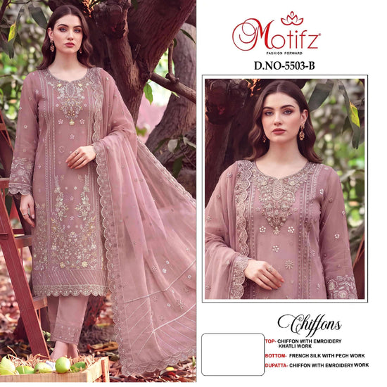 MOTIFZ 5503 Chiffon Premium Embroidery Pakistani Suit