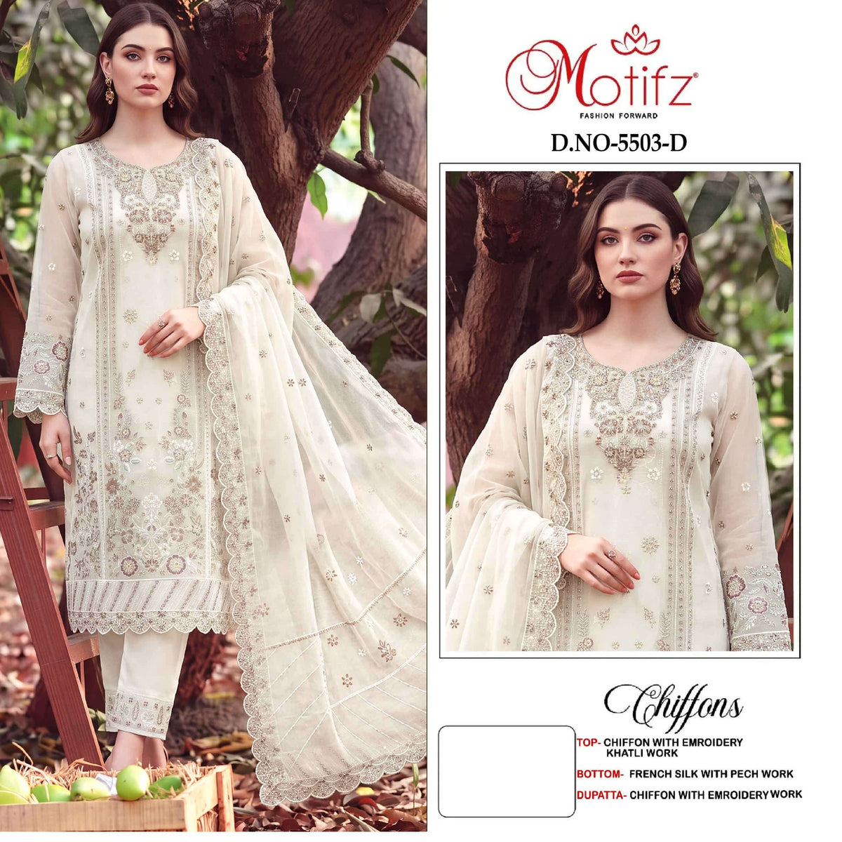 MOTIFZ 5503 Chiffon Premium Embroidery Pakistani Suit