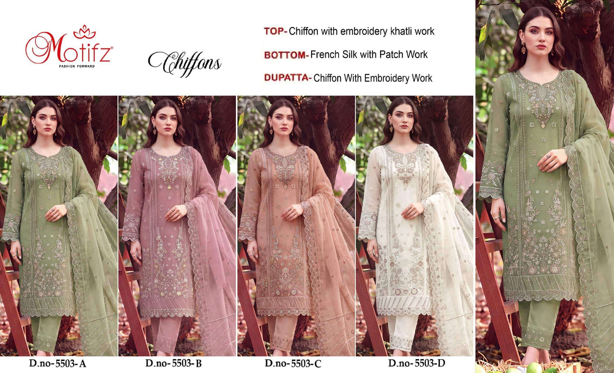 MOTIFZ 5503 Chiffon Premium Embroidery Pakistani Suit