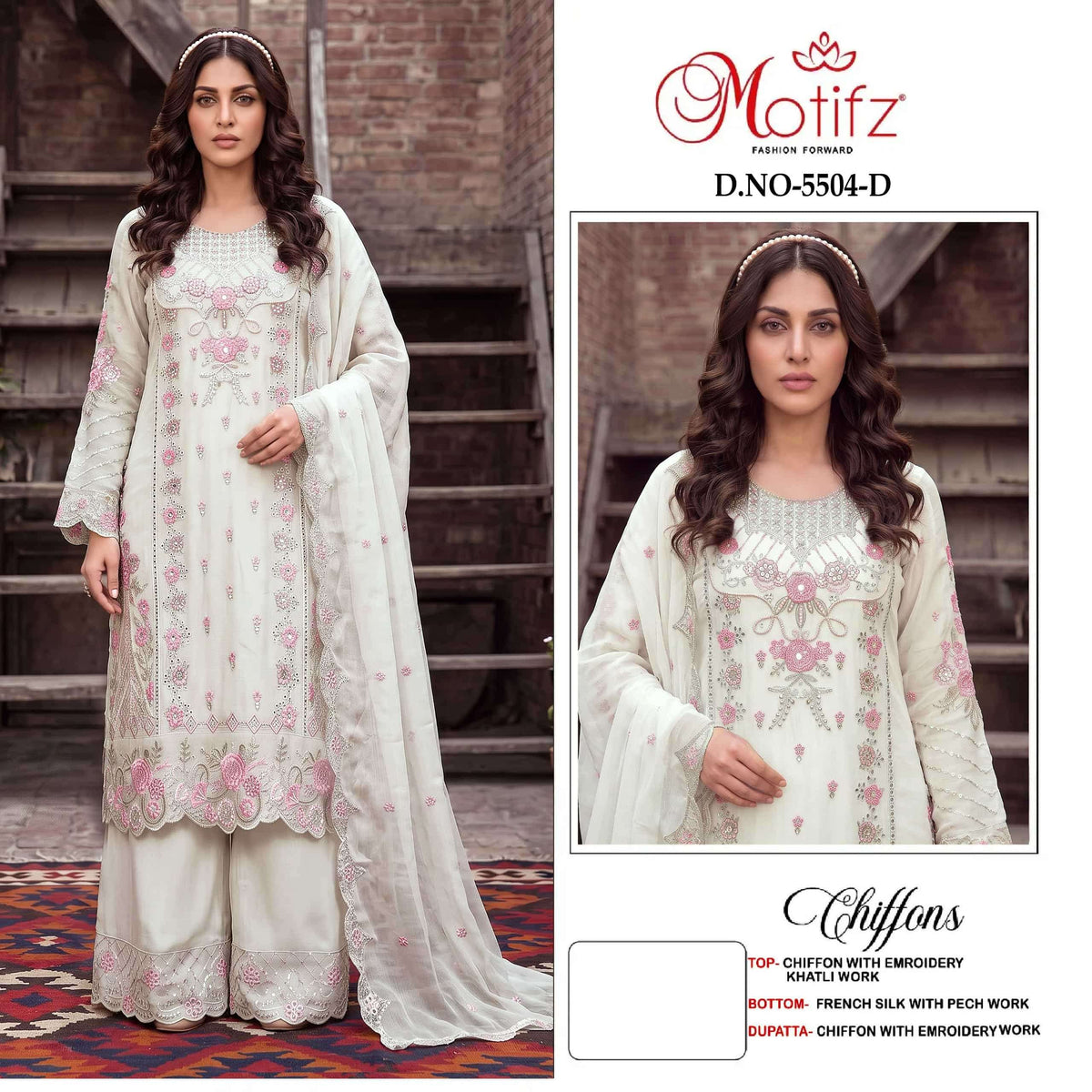 Motifz 5504 A To D Chiffon Embroidery Pakistani Suit