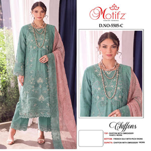 MOTIFZ 5505 Premium Embroidery Chiffon Pakistani Suit