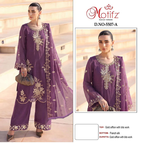 MOTIFZ 5507 Premium Embroidery Chiffon Pakistani Suit