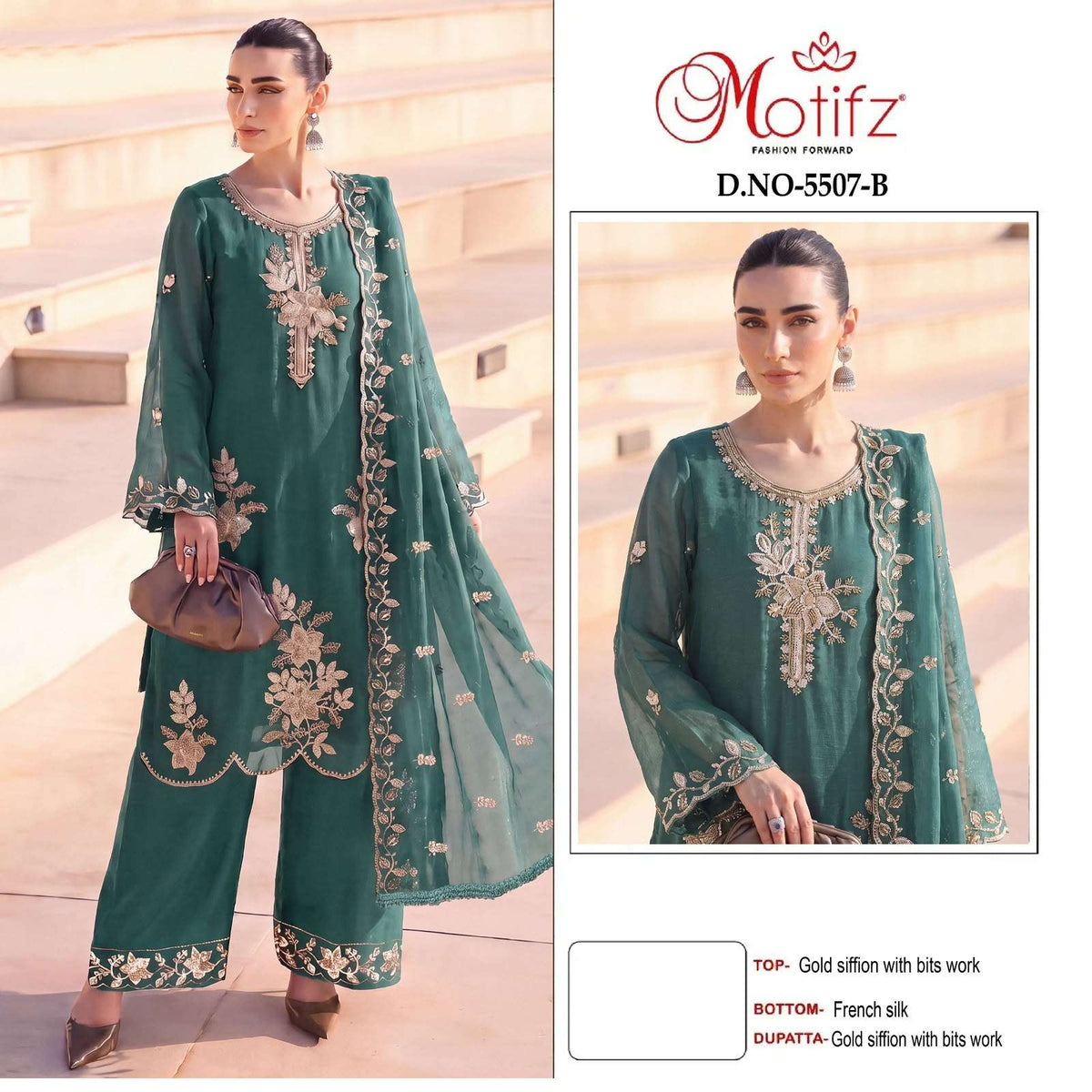 MOTIFZ 5507 Premium Embroidery Chiffon Pakistani Suit