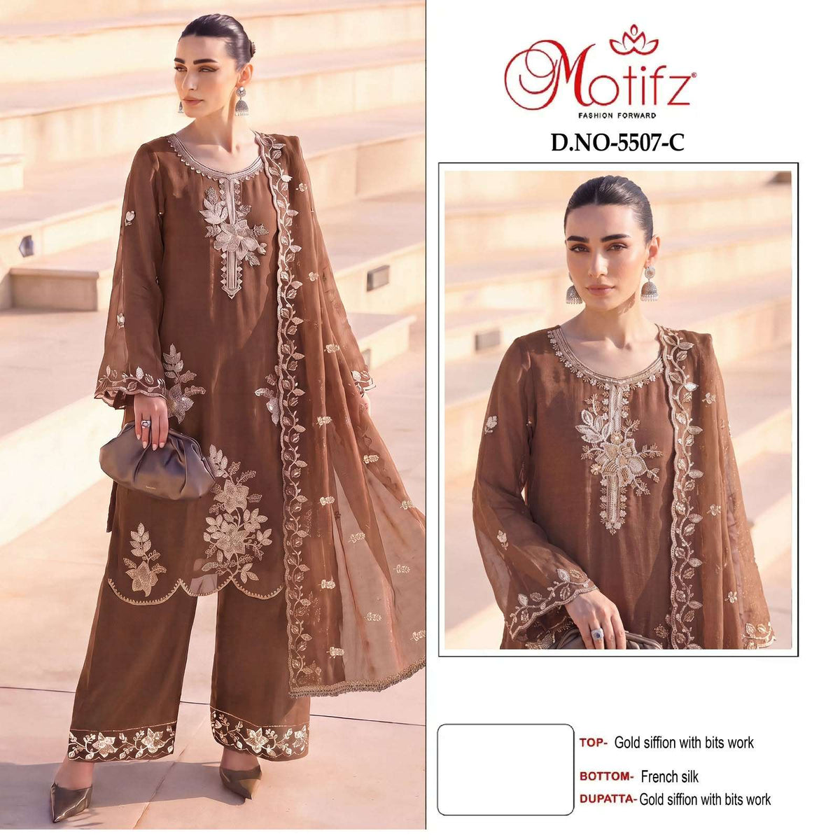MOTIFZ 5507 Premium Embroidery Chiffon Pakistani Suit