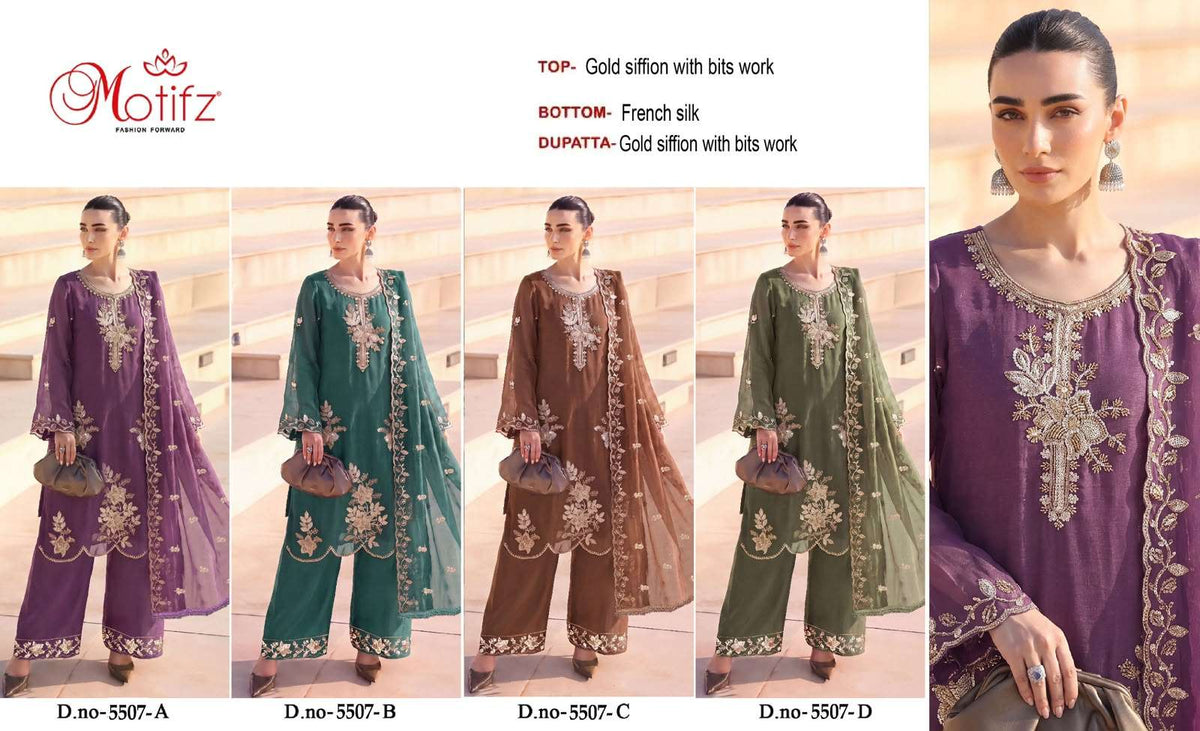 MOTIFZ 5507 Premium Embroidery Chiffon Pakistani Suit