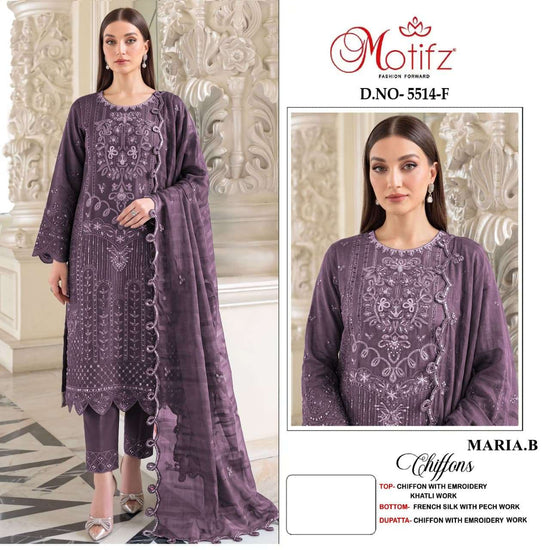 Motifz 5514 Chiffon Embroidered Pakistani Salwar Suit