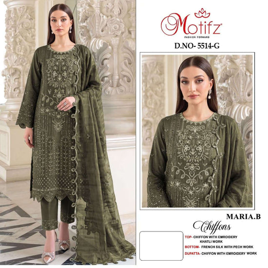 Motifz 5514 Chiffon Embroidered Pakistani Salwar Suit