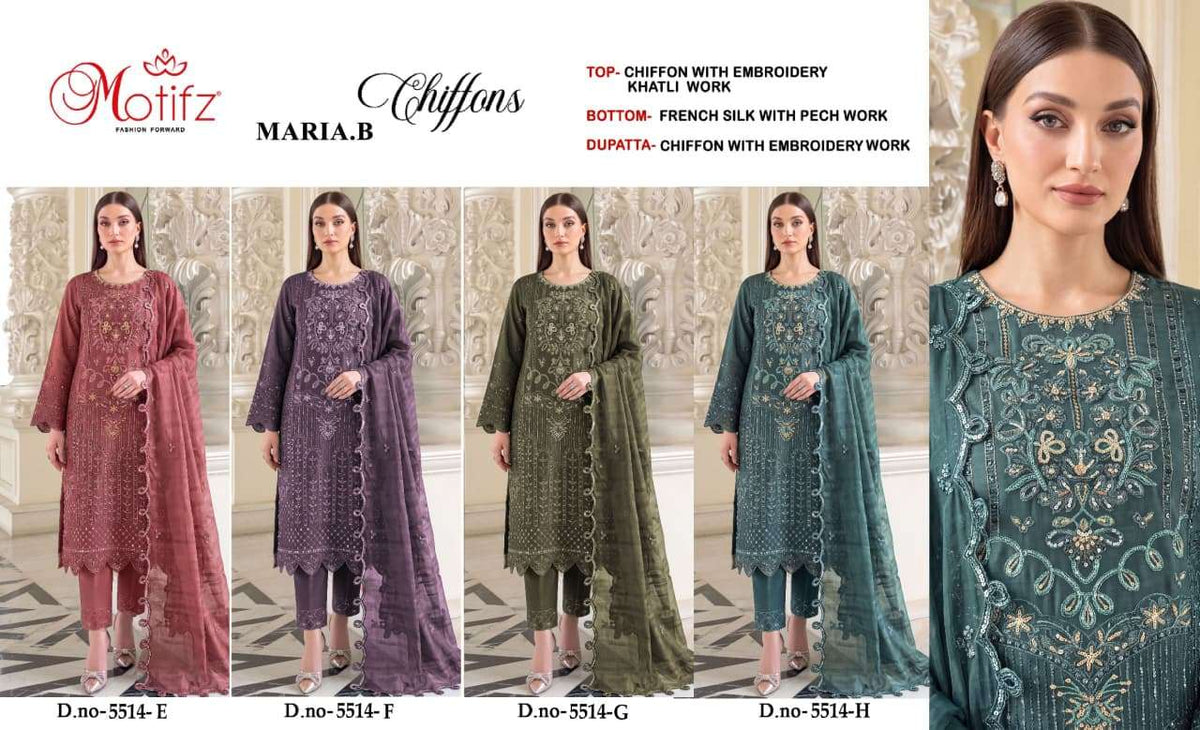 Motifz 5514 Chiffon Embroidered Pakistani Salwar Suit