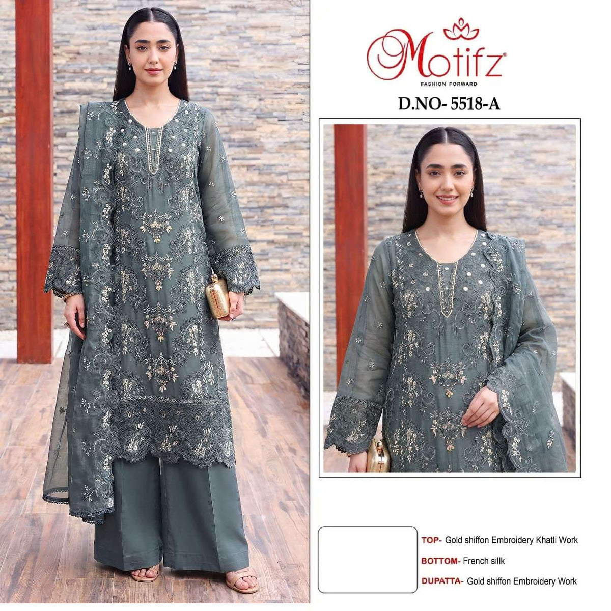 Motifz 5518 Chiffon Embroidered Pakistani Suit