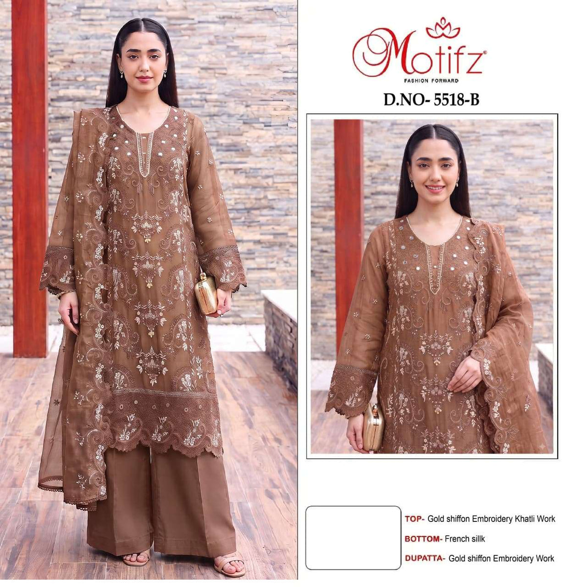 Motifz 5518 Chiffon Embroidered Pakistani Suit