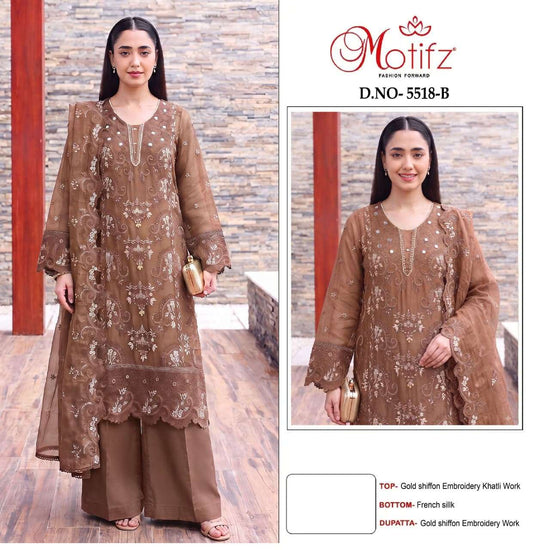 Motifz 5518 Chiffon Embroidered Pakistani Suit
