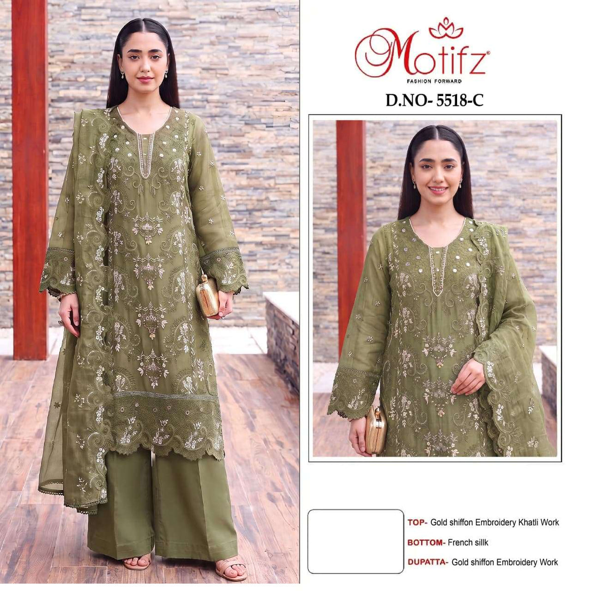 Motifz 5518 Chiffon Embroidered Pakistani Suit