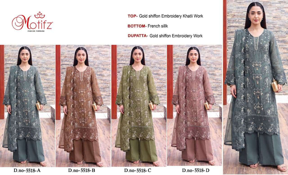 Motifz 5518 Chiffon Embroidered Pakistani Suit