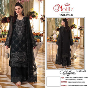 MOTIFZ 5534 Chiffon Khatli Work Semi Stitched Pakistani Suit