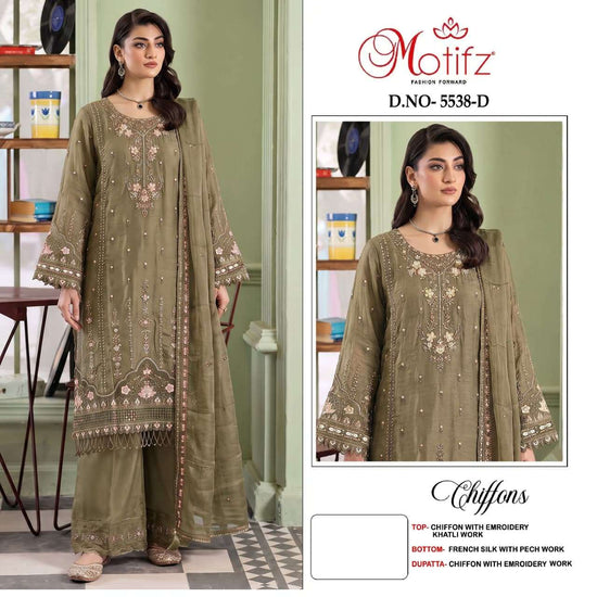 Motifz 5538 Chiffon Embroidered Pakistani Festive Wear Salwar Suit