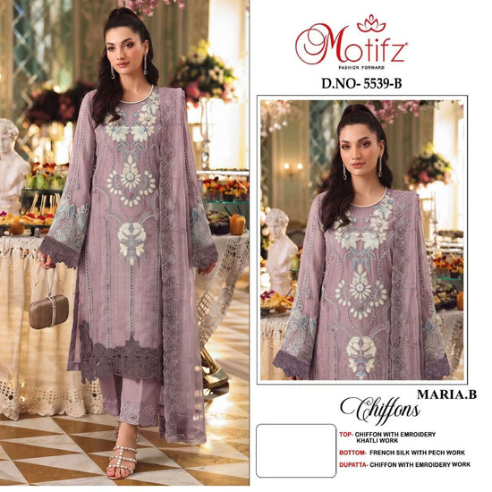 Motifz 5539 Chiffon Embroidered Pakistani Festive Wear Salwar Suit